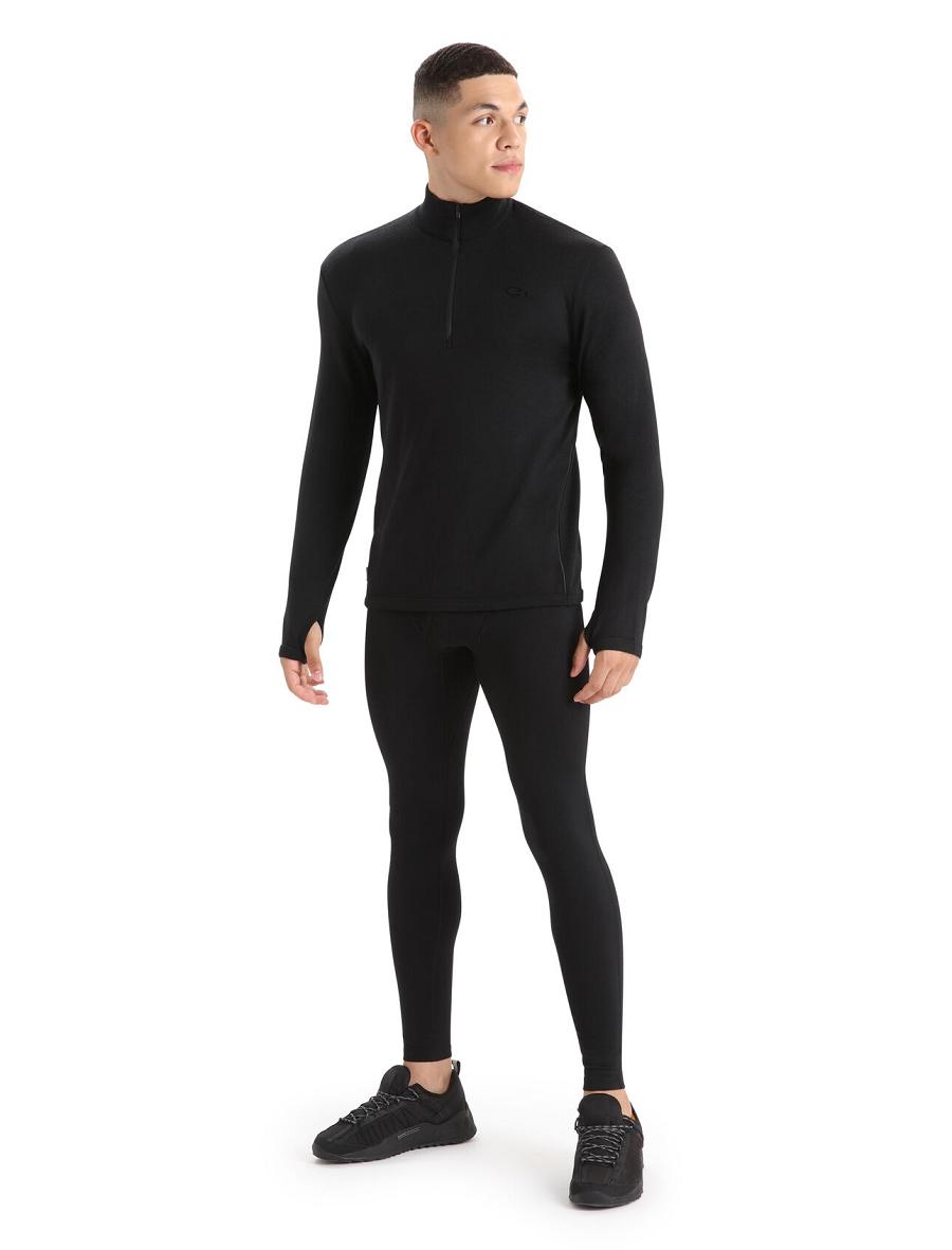 Black Icebreaker Merino Original Long Sleeve Half Zip Men's Hoodie | AU 1272KORI